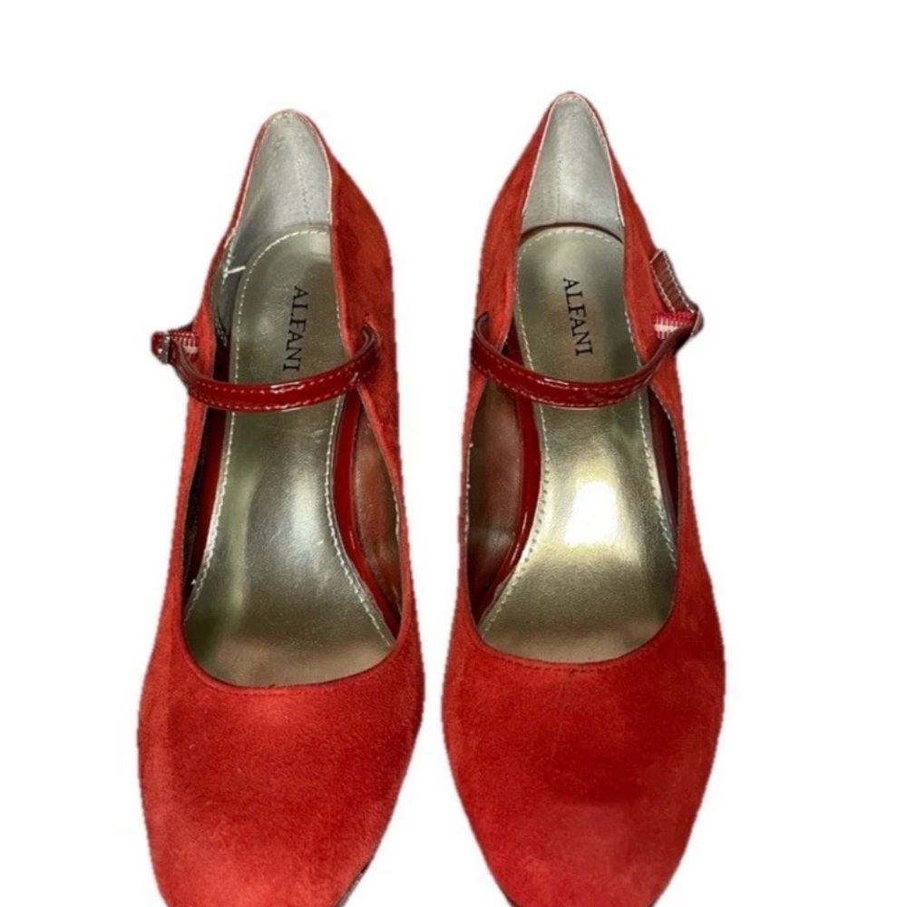 Alfani Red Suede Heels with Classic Mary Jane Design